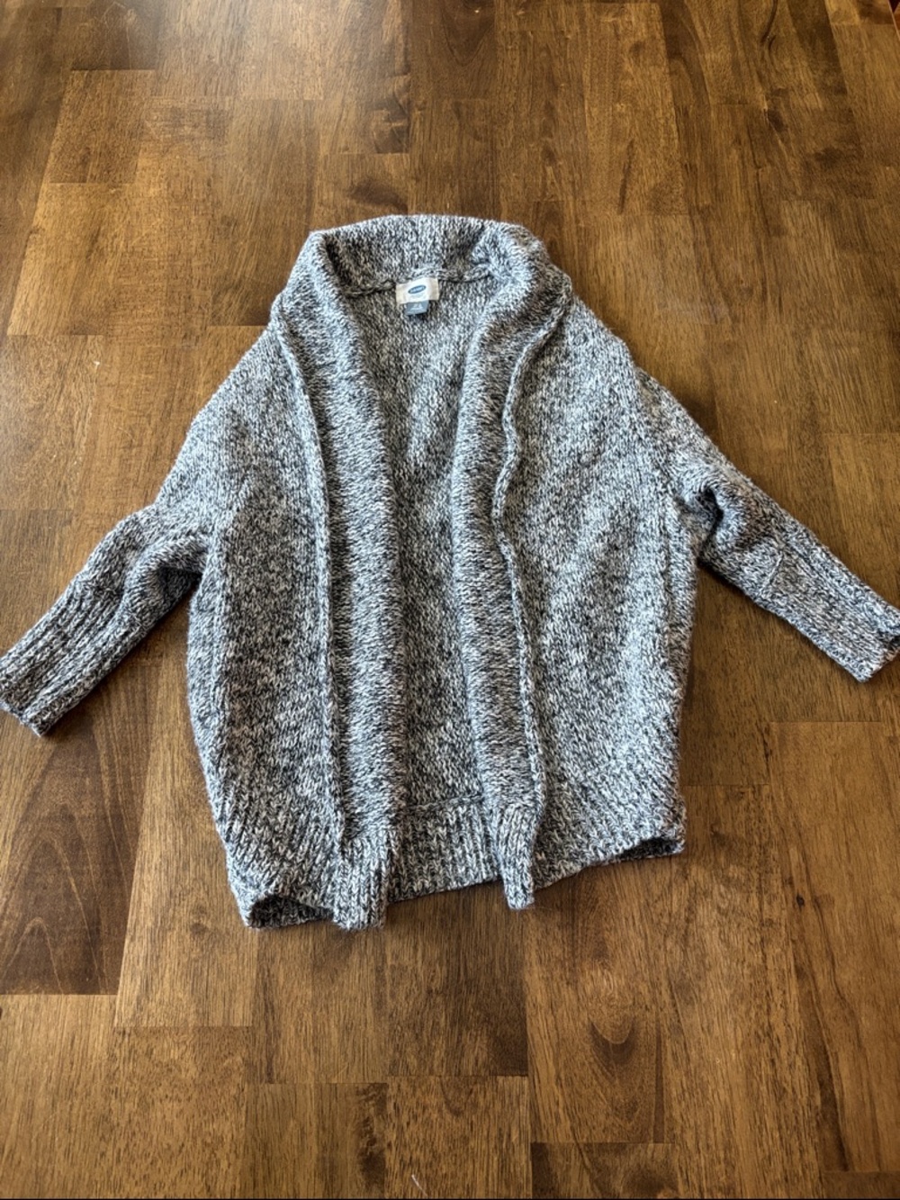 Old Navy Gray Marled Open-Front Knit Cardigan